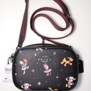 New Disney X Coach Mini Jamie Camera Bag With Holiday Print (NWT)